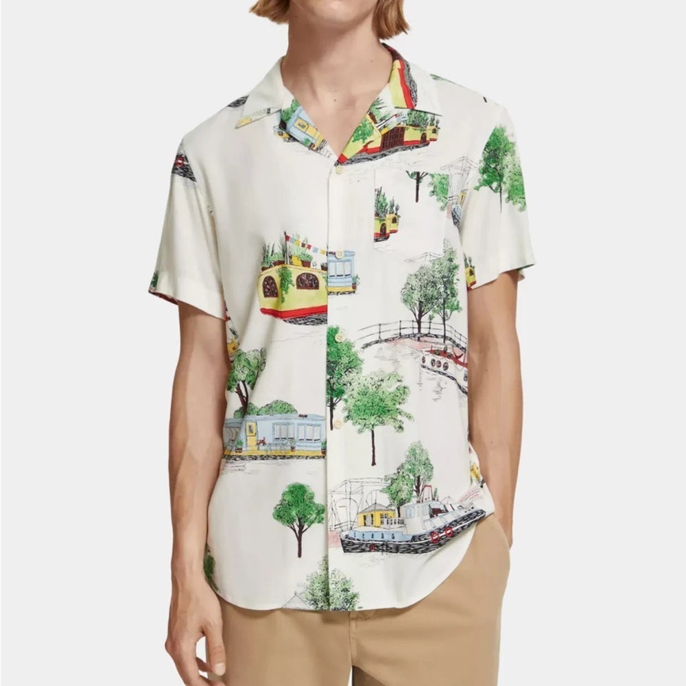 Scotch & Soda Camp Shirt - Canal Boats Men's Medium